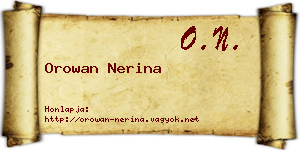 Orowan Nerina névjegykártya